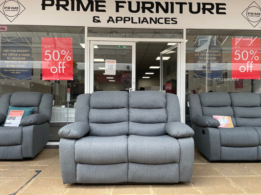 Barry Lux Recliner 2 Seater - Grey Fabric