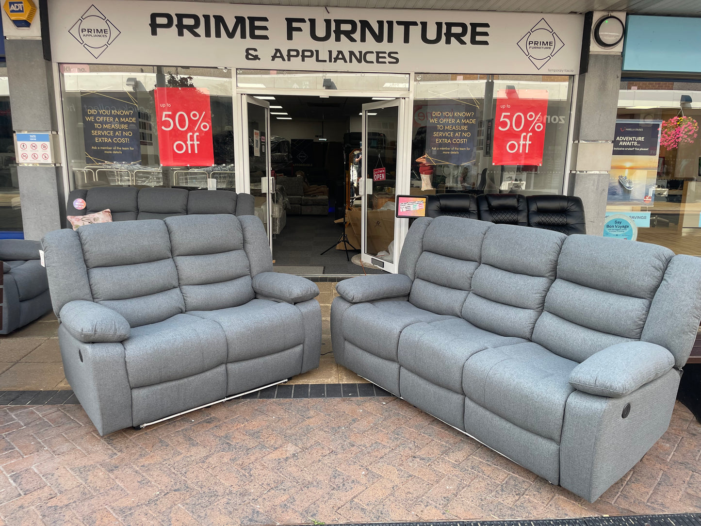 Barry Pro Electric Recliner 3+2 Seater Suite - Grey Fabric