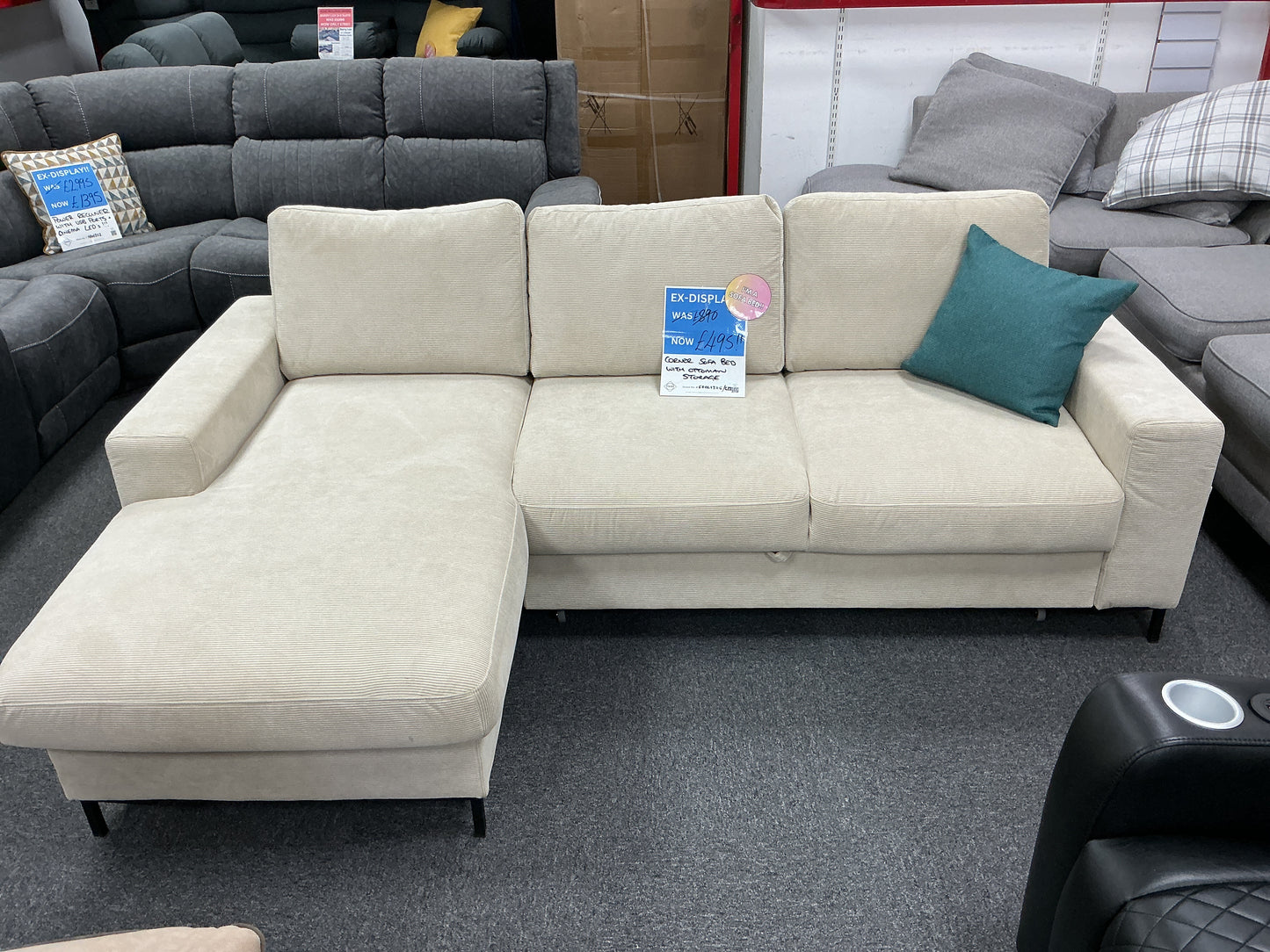 Ex Display Corner Sofa Bed with Storage